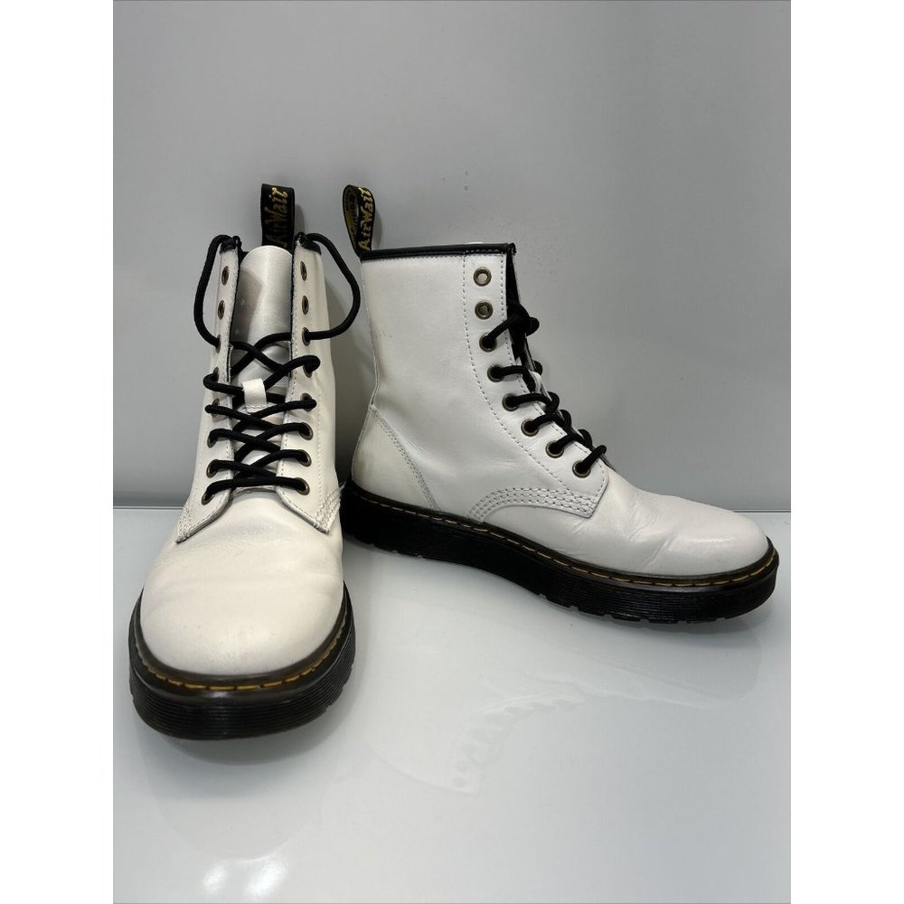Dr Martens AirWair Zavala Smooth Leather White Boots US Ladies Size 8/Men 7